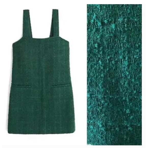 Abercrombie & Fitch Dress Small Green Tweed Boucle Wool Jumper Pockets New i26 - Picture 2 of 8